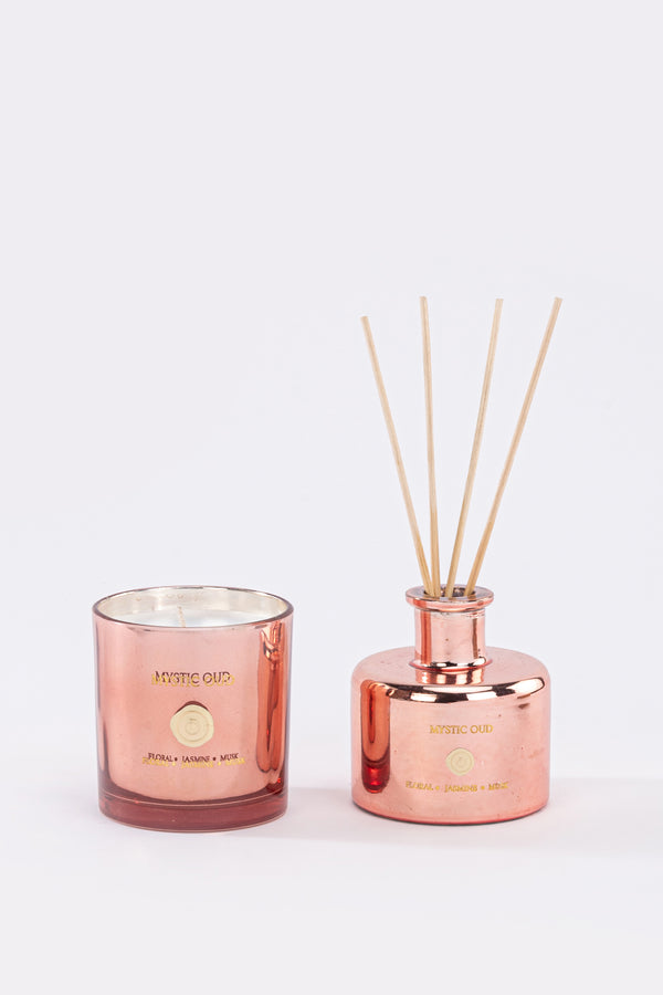 Mystic Oud of 2 | Metallic Pink | Scented Candle & Diffuser | Floral, Jasmine, Musk