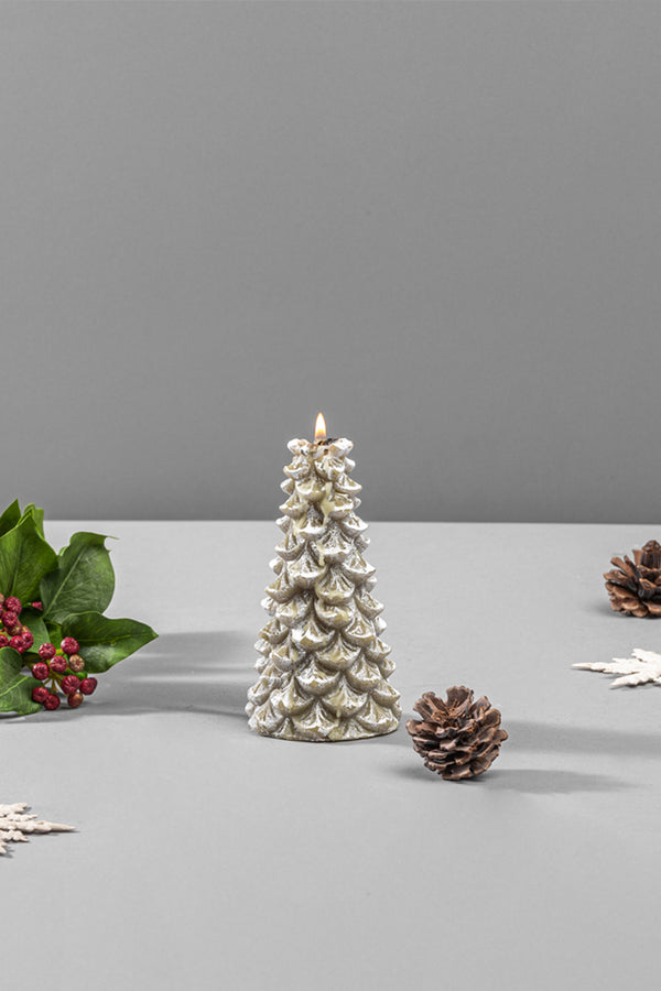 Wax Christmas Tree Candle | Silver | Winter Pine